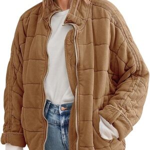 Amazon Women's Brown Quilted Dolman Puffer Jacket warm outer warm